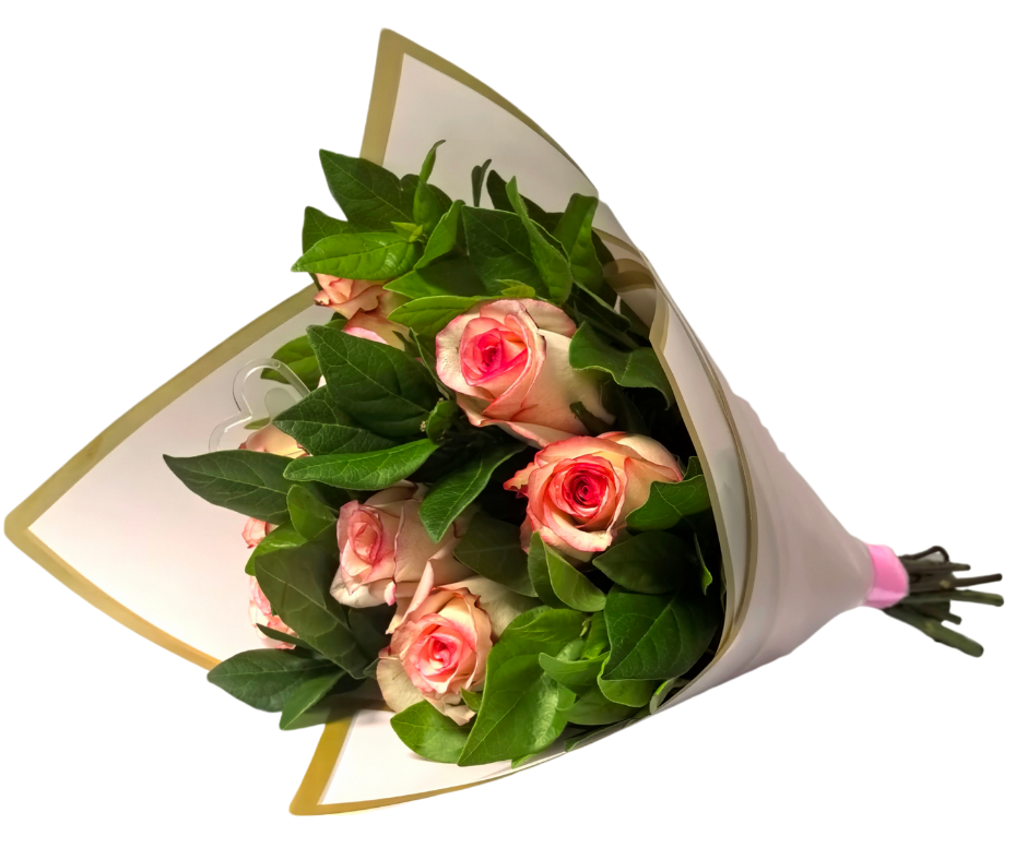 10 stem vertigated pink roses - with greenery - Jihaans Flower Emporium