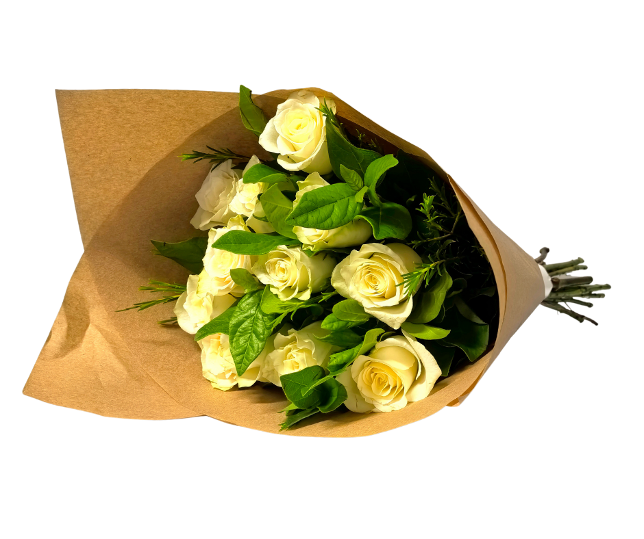12 White Rose Arrangement - Jihaans Flower Emporium