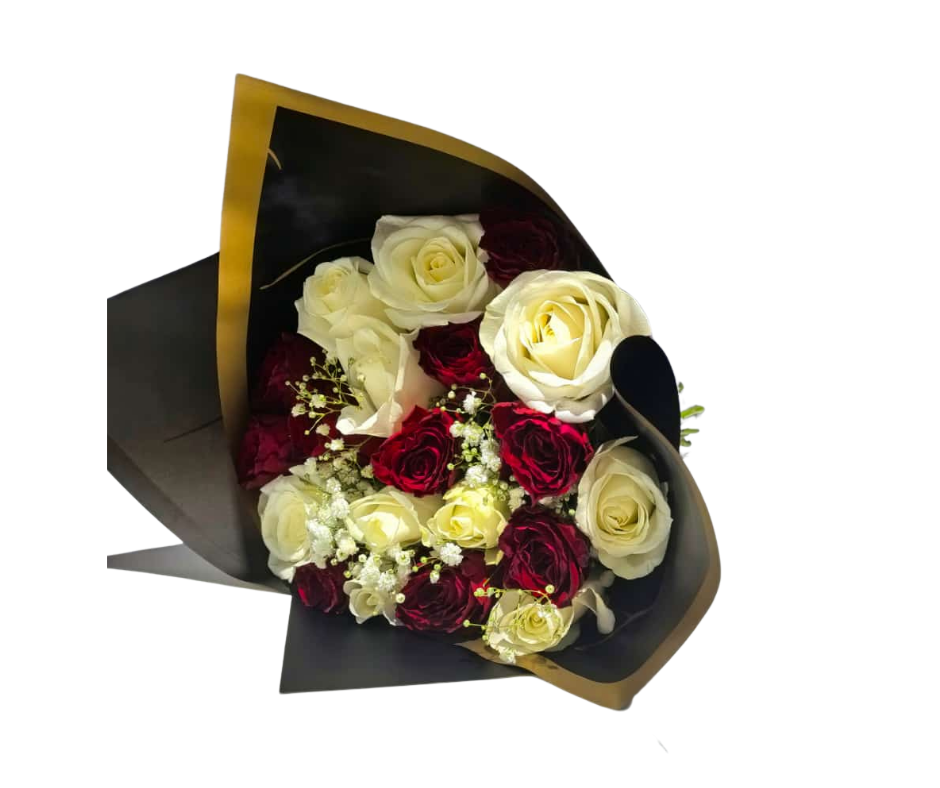20 stem White and Red Roses - Jihaans Flower Emporium