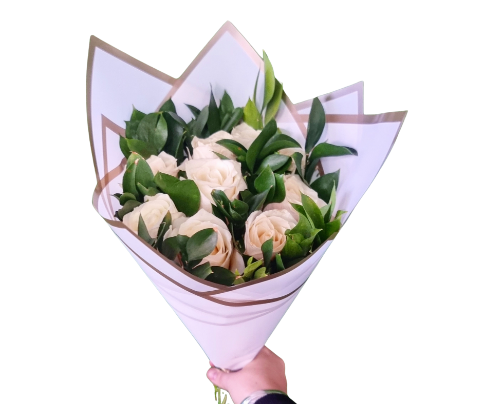 10 stem white roses - Jihaans Flower Emporium