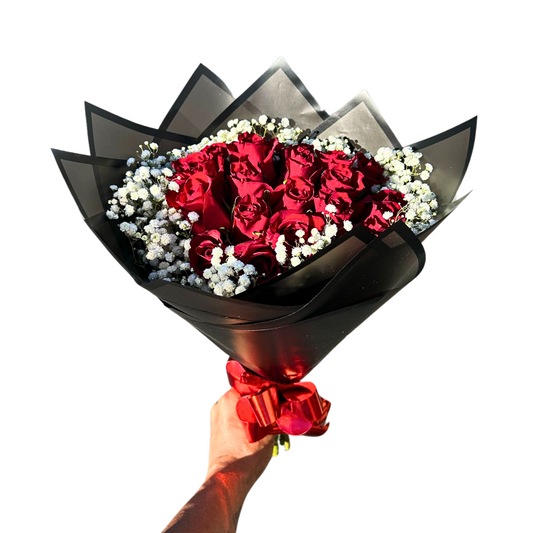 Rose Bouquets with Babies breath(assorted sizes) - Jihaans Flower Emporium