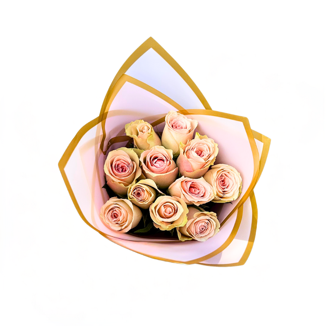 10 stem verigated pink roses - Jihaans Flower Emporium