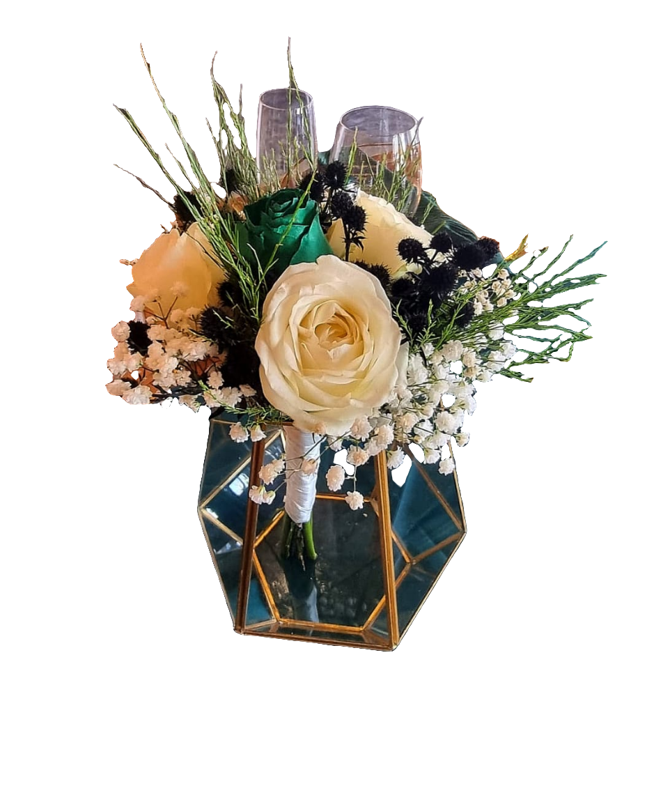 Emerald Green, Black and White Table Pops - Jihaans Flower Emporium