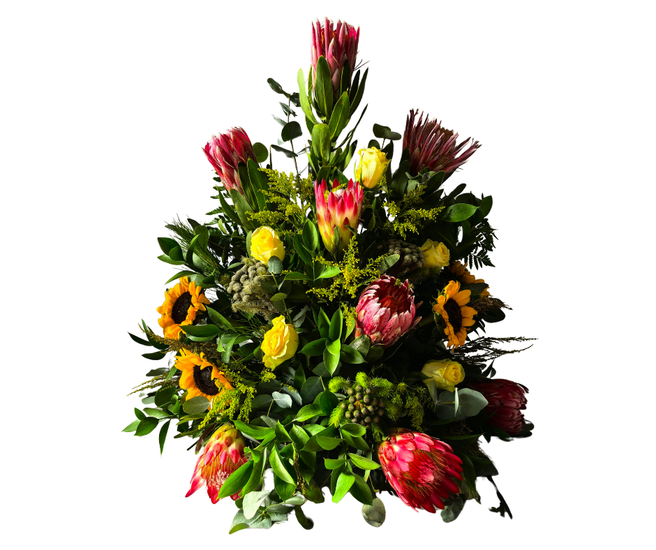 Protea and Sunflower Upright Arrangement - Jihaans Flower Emporium