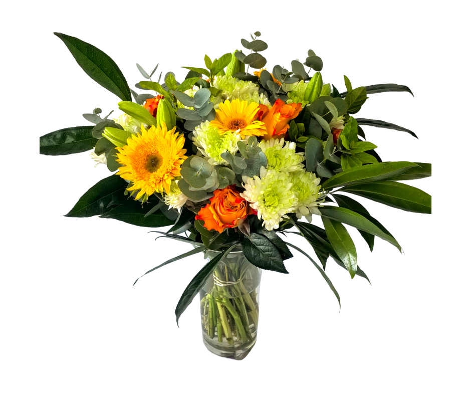 Sunset Radiance Arrangement - with vase - Jihaans Flower Emporium