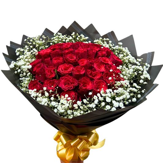 Rose Bouquets with Babies breath(assorted sizes) - Jihaans Flower Emporium