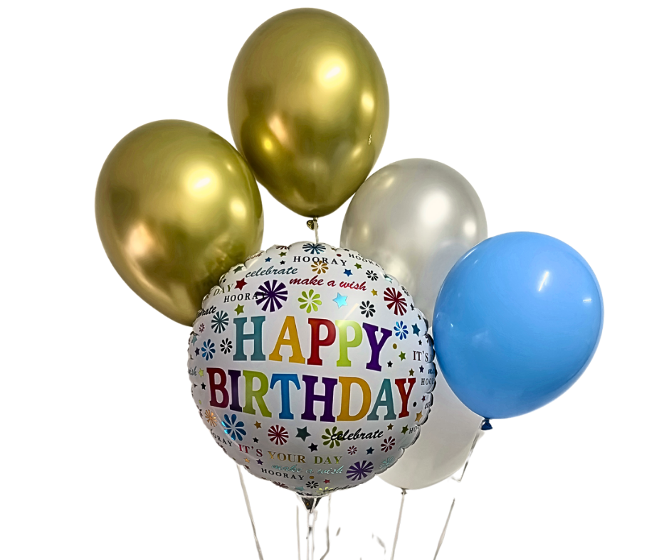 6 piece Birthday Balloon Set - Blue - Jihaans Flower Emporium