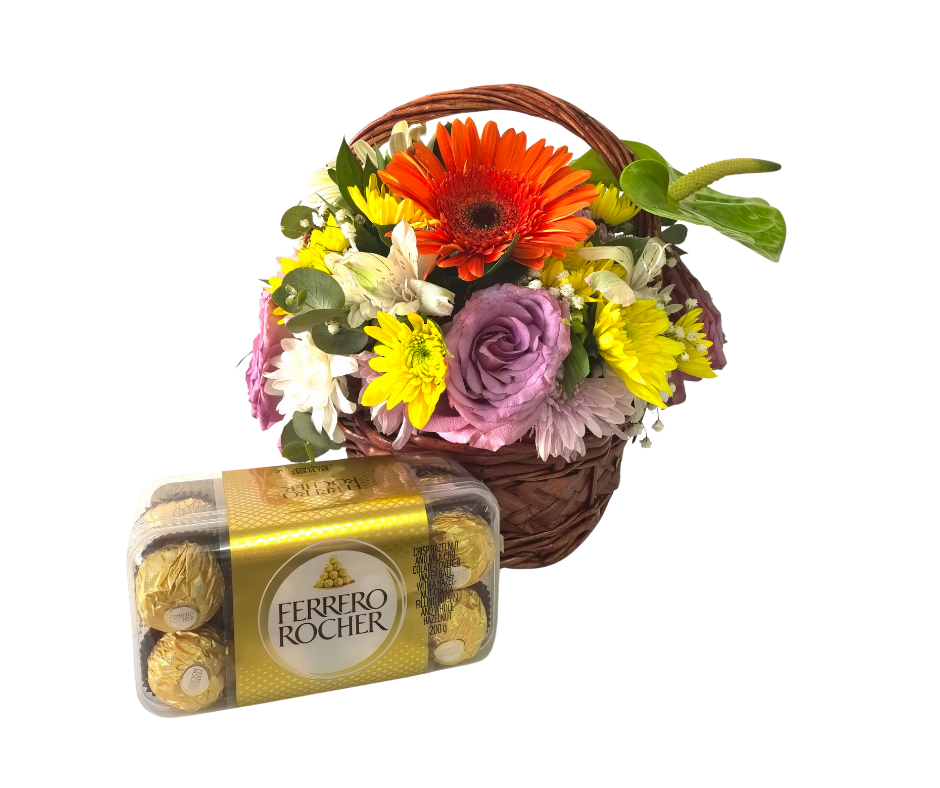 Bliss basket & 16 Ferrero truffles - Jihaans Flower Emporium