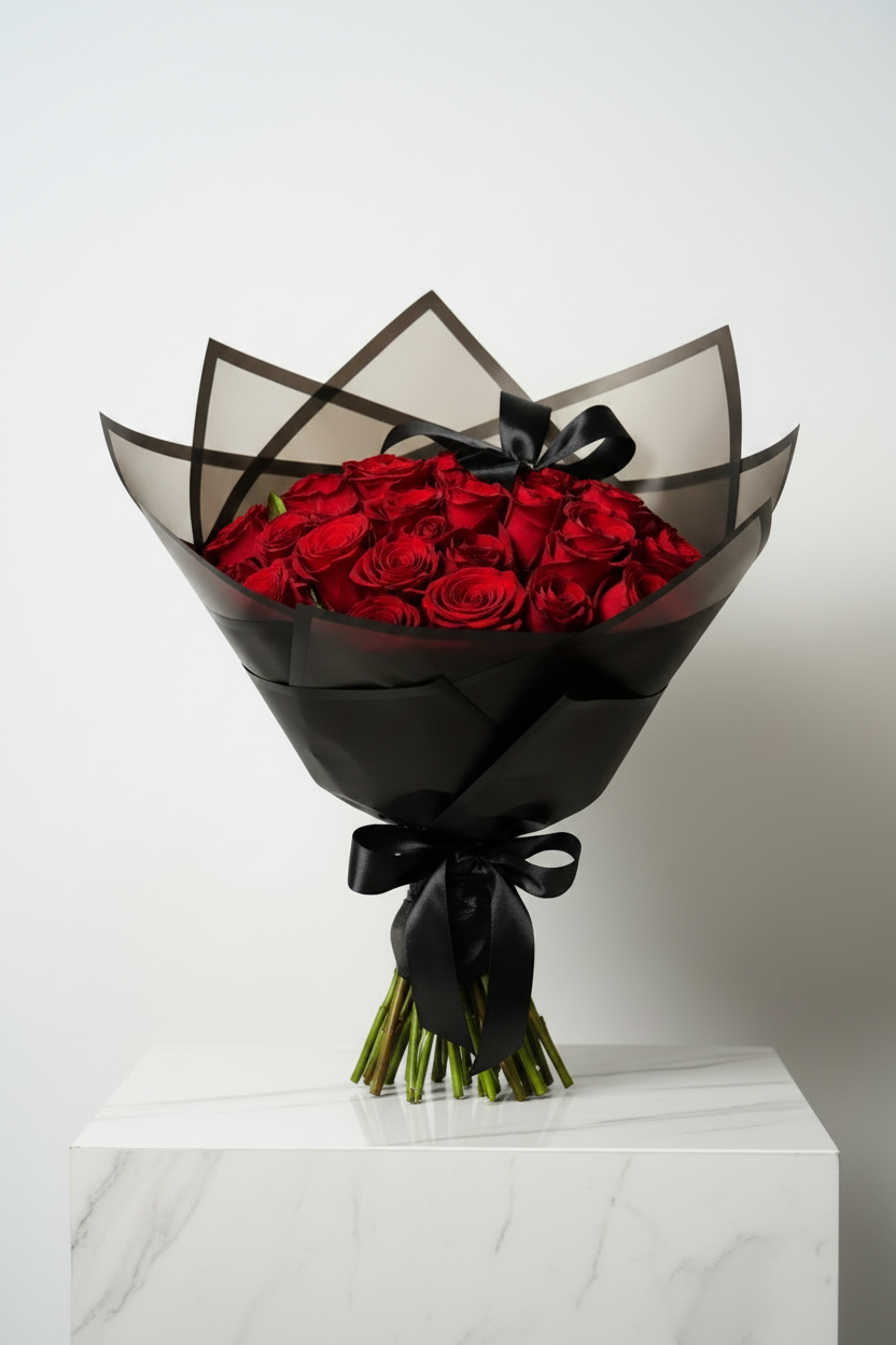 30 red roses with a decorative bow, elegant flower bouquet from My Store, perfect for gifting or decoration.