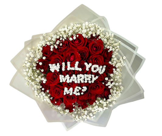 30 Stem Roses (with 'Will you Marry Me') - Jihaans Flower Emporium