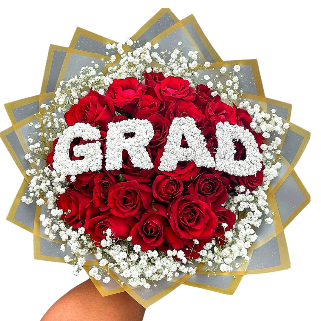 Red and white 'GRAD' Bouquet - Jihaans Flower Emporium