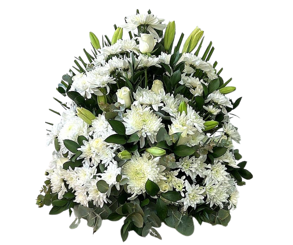 White Upright Funeral Arrangement - Jihaans Flower Emporium