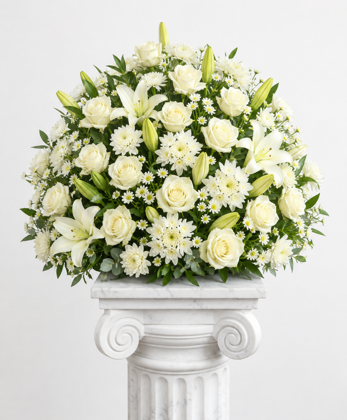 Elegant White Upright Funeral Arrangement