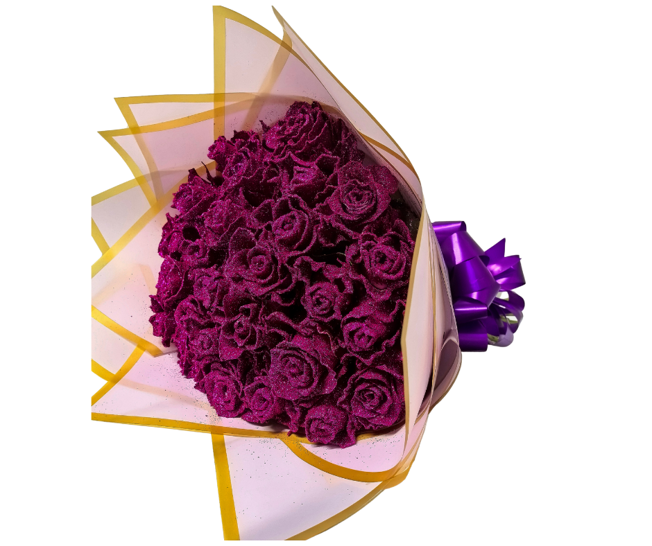 30 Stem Purple Glitter Roses - Jihaans Flower Emporium