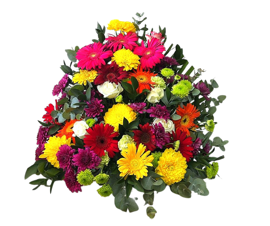 Colourful Upright Funeral Arrangement - Jihaans Flower Emporium