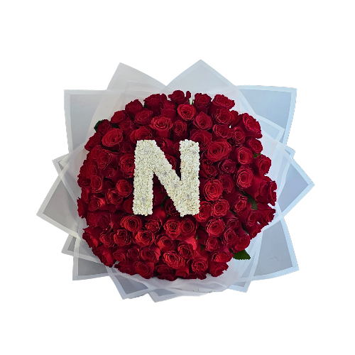 100 Stem Roses (with one Letter) - Choose your own Colour