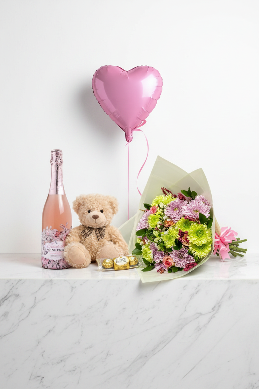 Sweet Blush Surprise floral bouquet from Jihaans Flower Emporium with pink roses and lush greenery in a vibrant arrangement.
