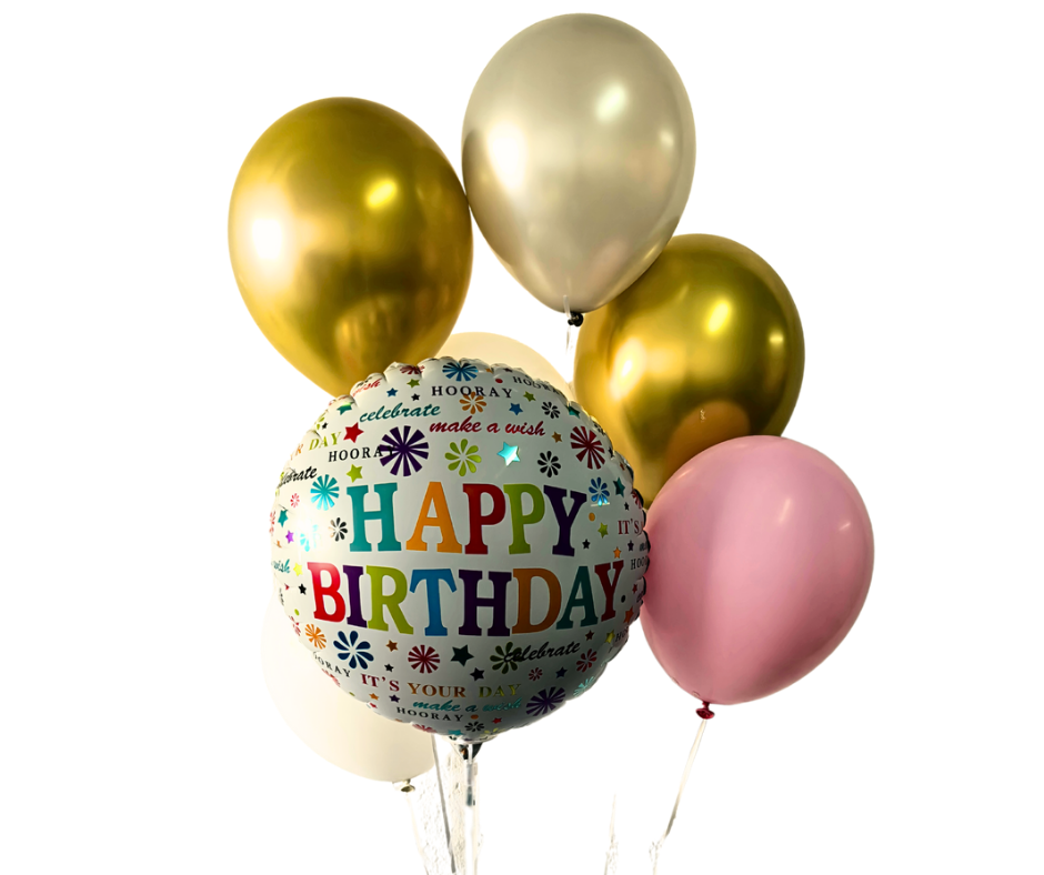 6 piece Birthday Balloon Set - pink - Jihaans Flower Emporium