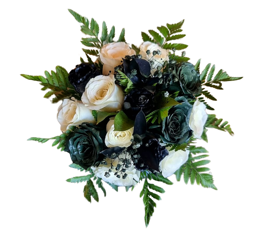 Emerald Green and Black Bride / Bridal Bouquet - Jihaans Flower Emporium