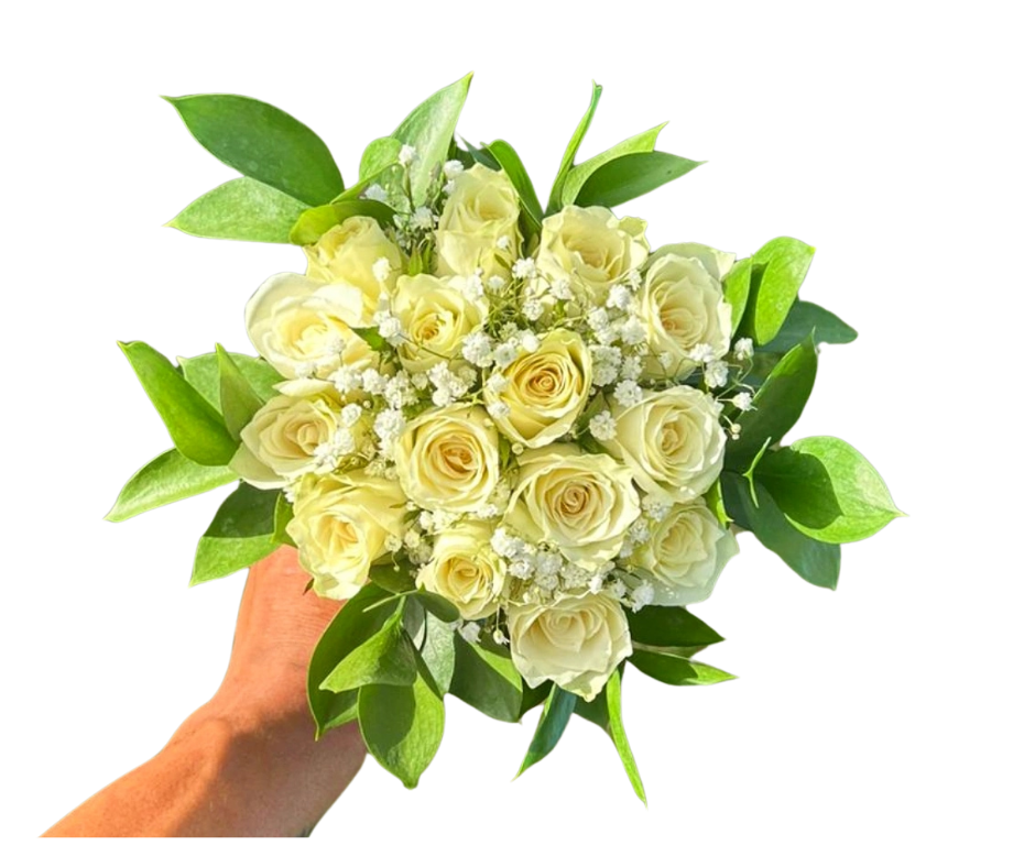 White bridal Bouquet - 15 stem - Jihaans Flower Emporium