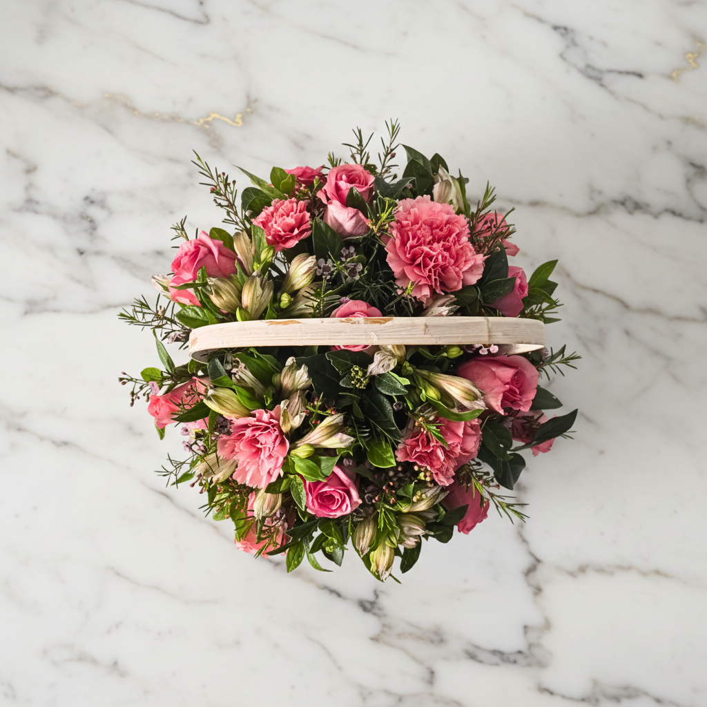 Blush Pink Rose Basket - Jihaans Flower Emporium