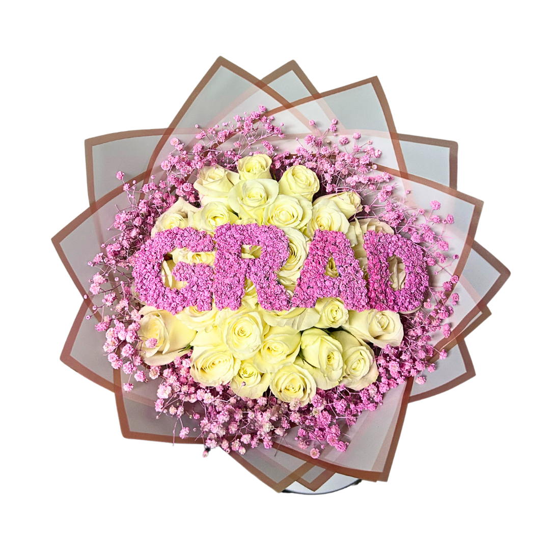 Pink and white 'GRAD' Bouquet - Jihaans Flower Emporium