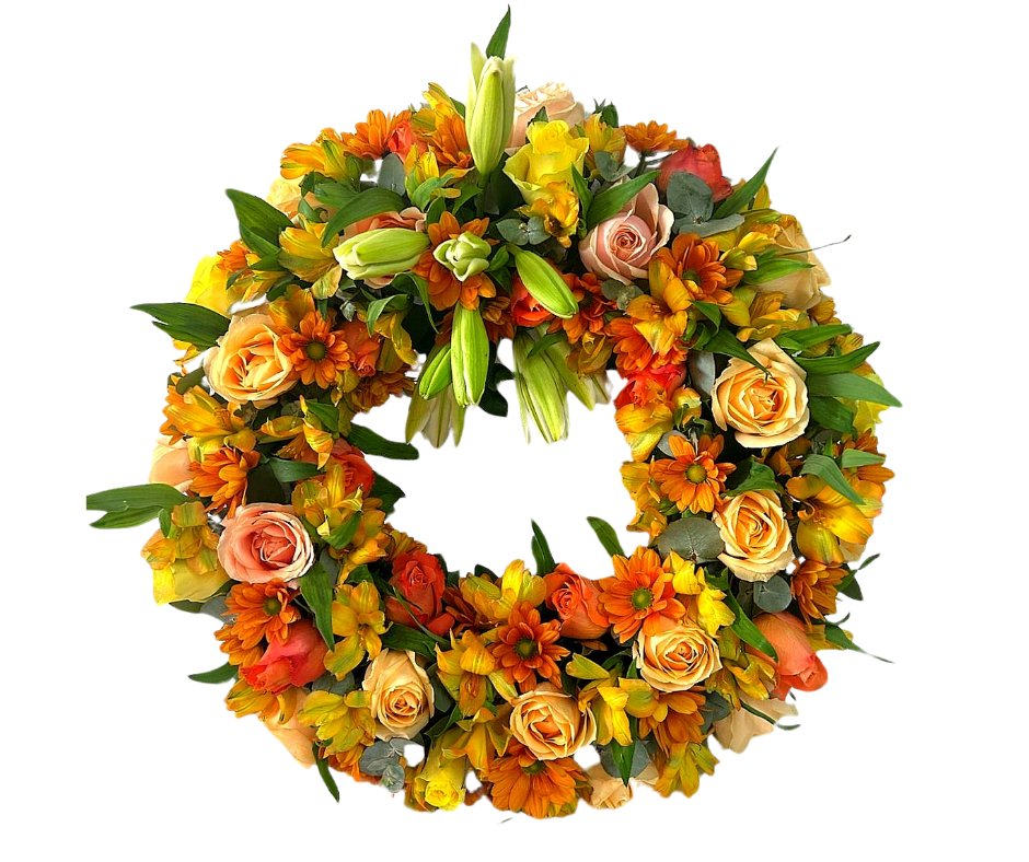 Large Funeral and Sympathy Wreath (Bright Colour Scheme) - Jihaans Flower Emporium