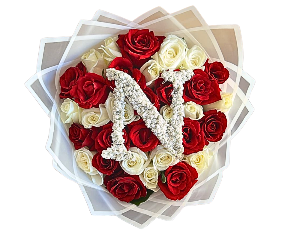 30 Stem Roses (with one Letter) - Jihaans Flower Emporium