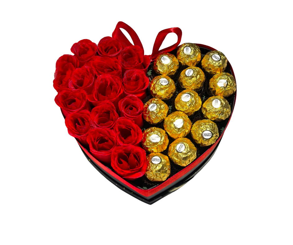 Heart Beat Chocolate and Rose gift Box - Jihaans Flower Emporium