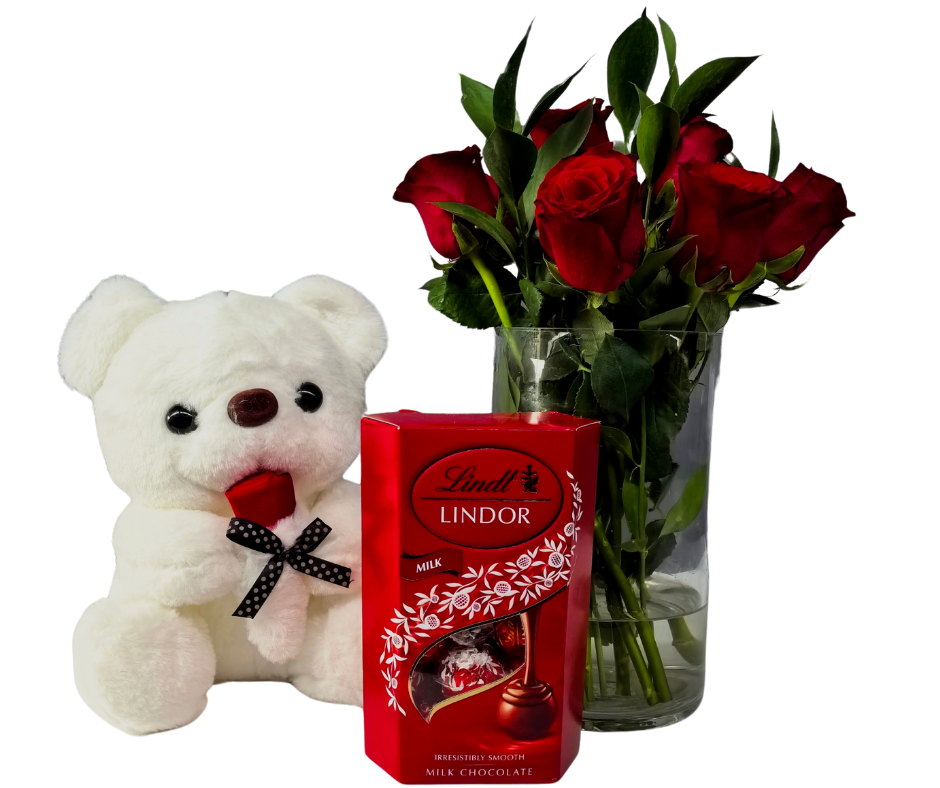 Romantic Rose & Teddy Gift Set - Jihaans Flower Emporium