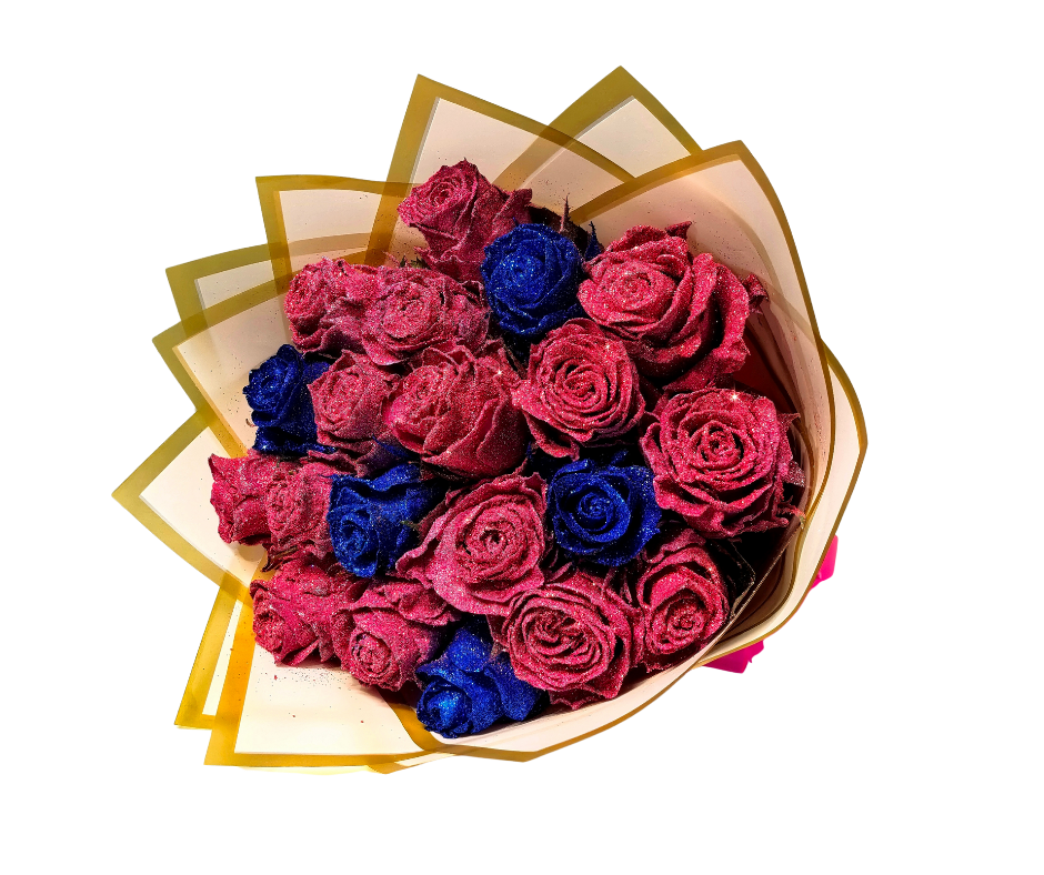Glitter Rose Bouquet (assorted sizes and colour's) - Jihaans Flower Emporium