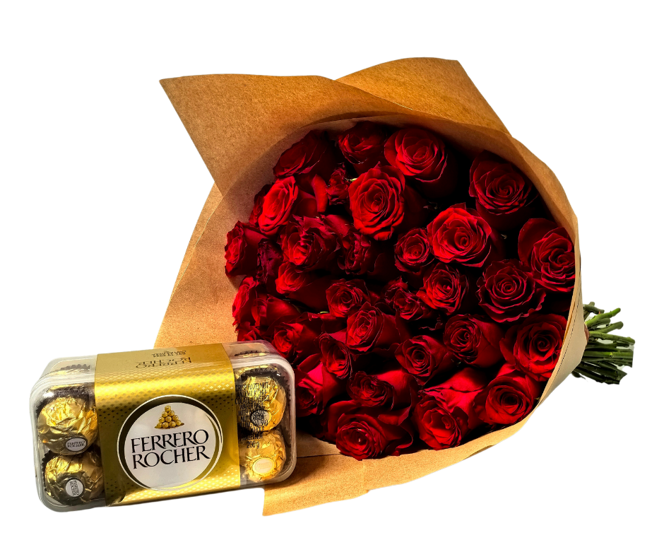 36 red Roses and Ferrero Rocher Truffles - Jihaans Flower Emporium
