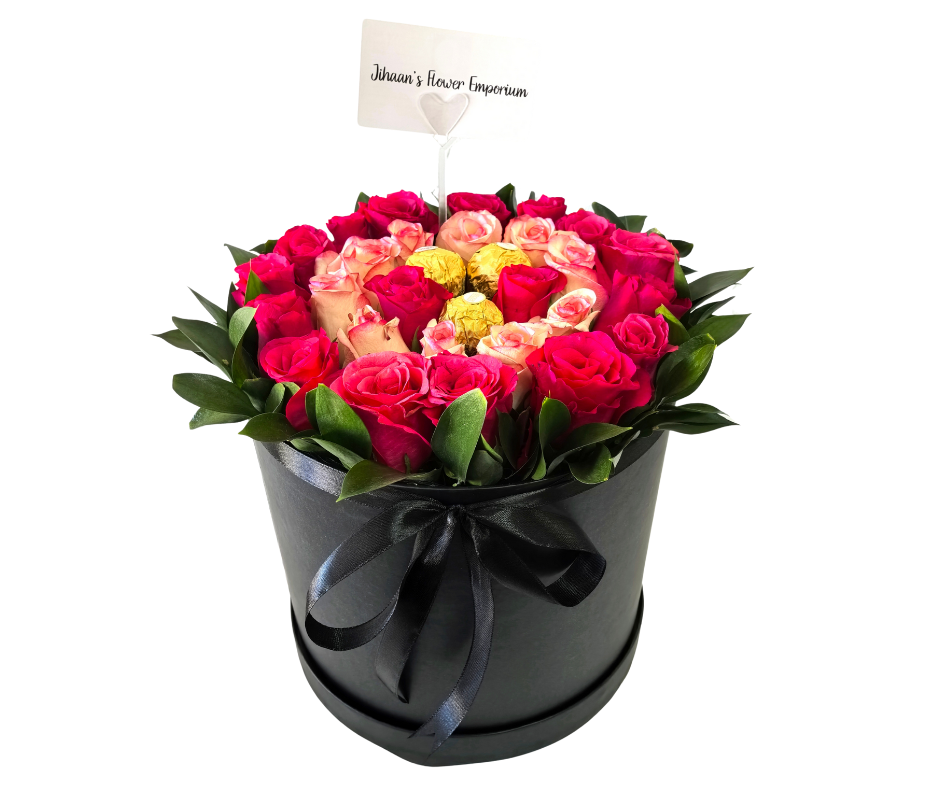 Black and Pink Floral Bucket - Jihaans Flower Emporium