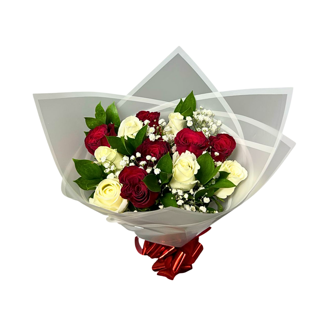 White and Red Roses - Jihaans Flower Emporium