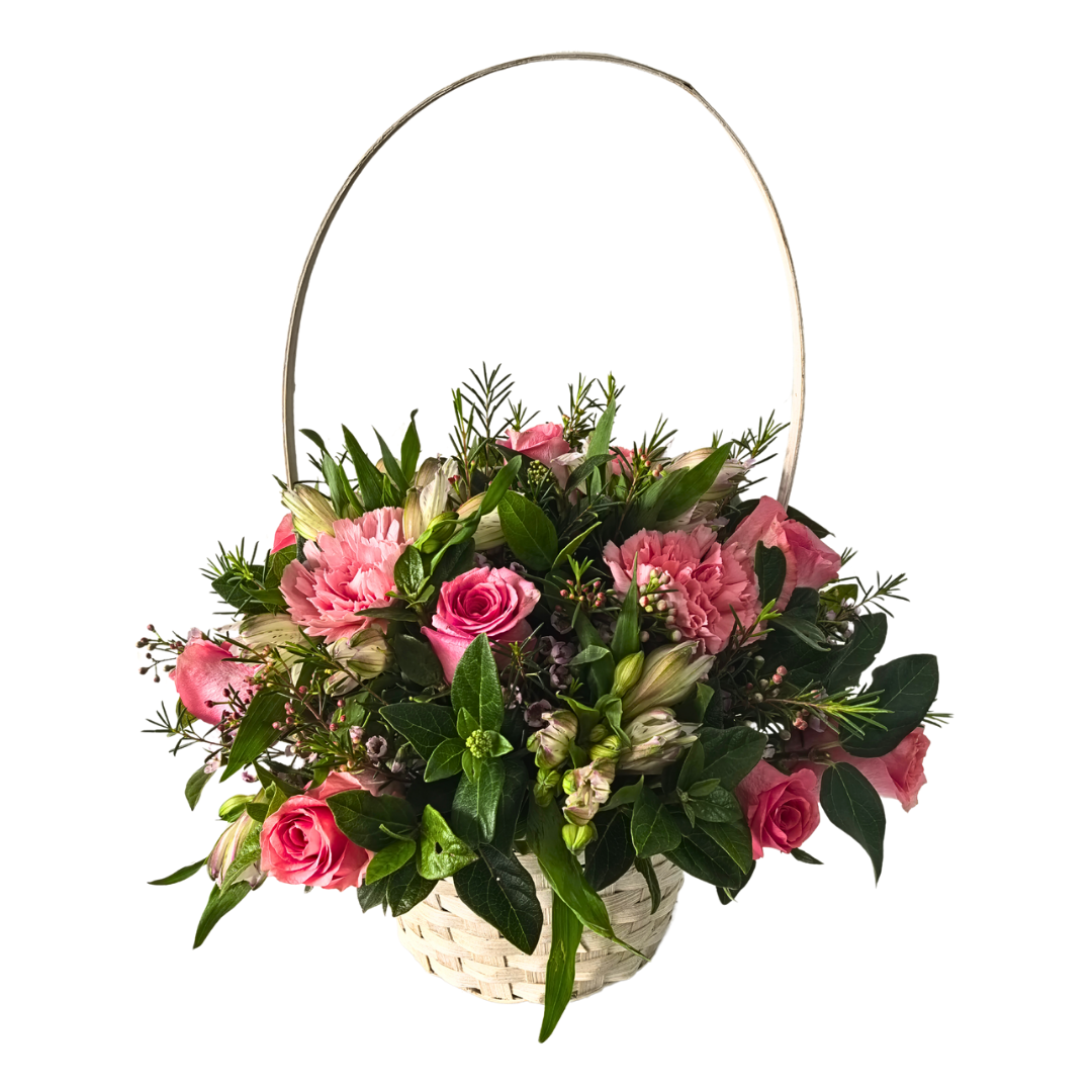 Blush Pink Rose Basket - Jihaans Flower Emporium
