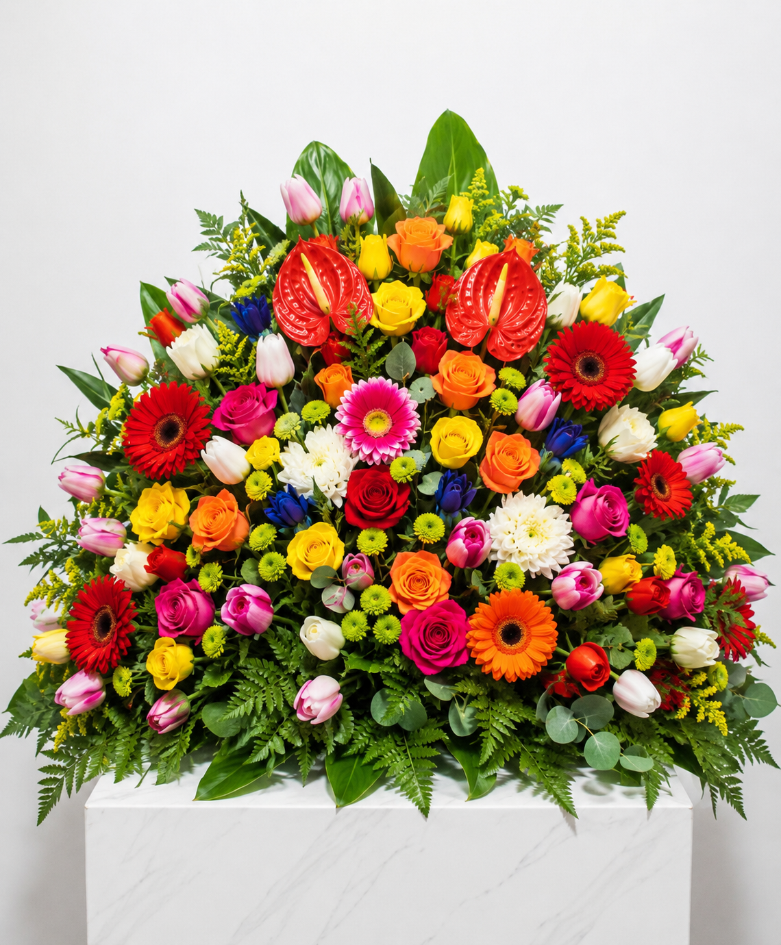 Colourful Tulip based upright Arrangement