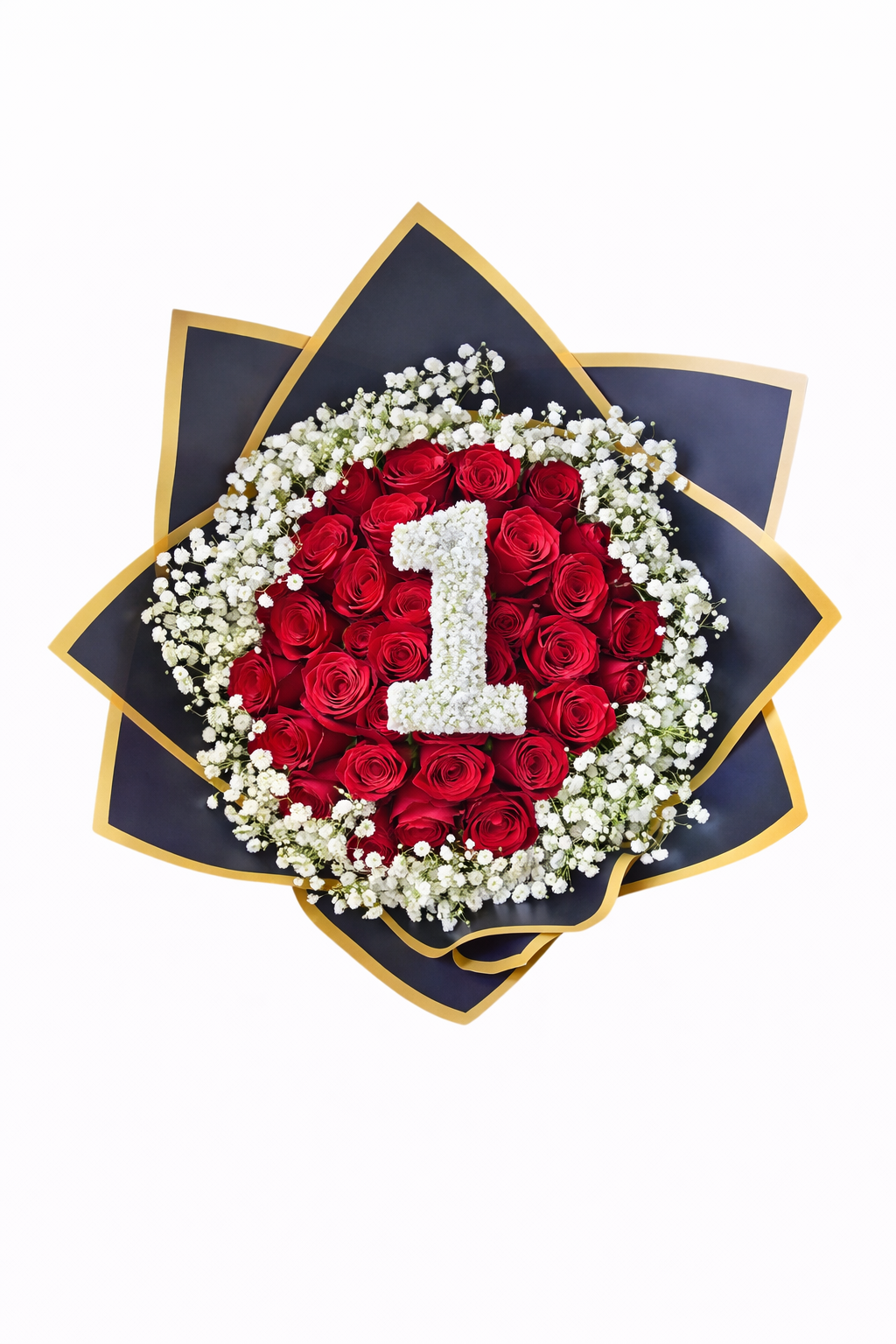 25 Stem Roses with Babies breath ( Choose your own colour and 1 digits ) - Jihaans Flower Emporium