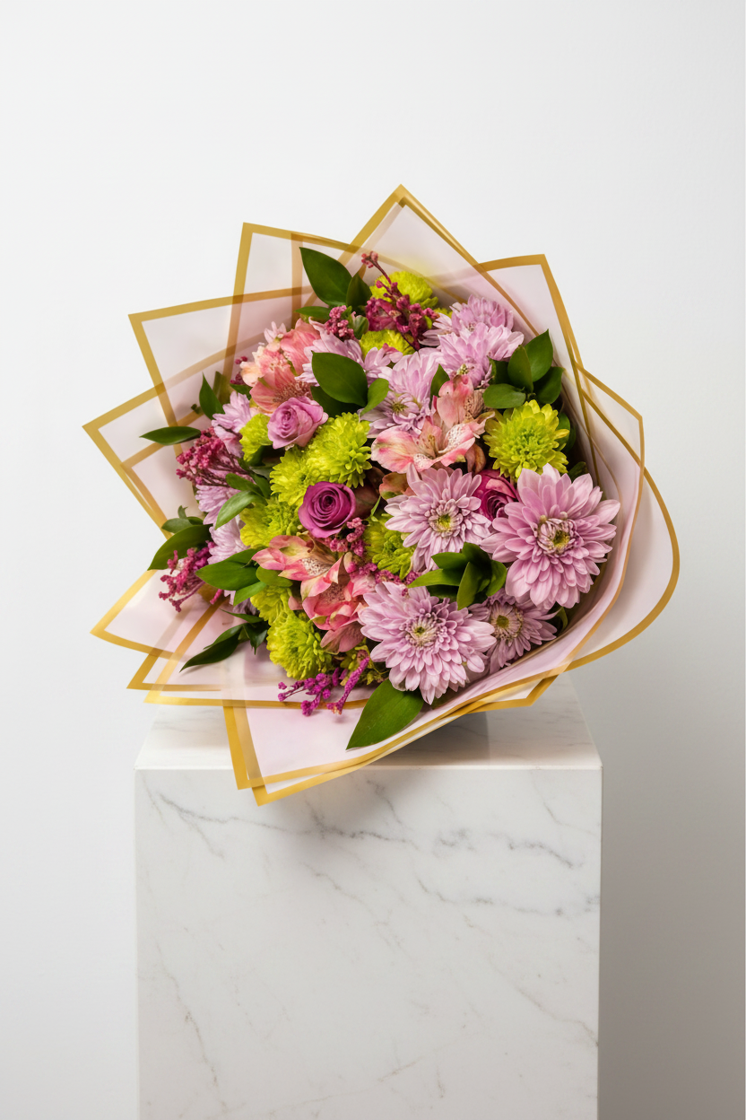 Colorful gift bunch featuring assorted flowers and decorative wrapping, perfect for gifting from My Store.