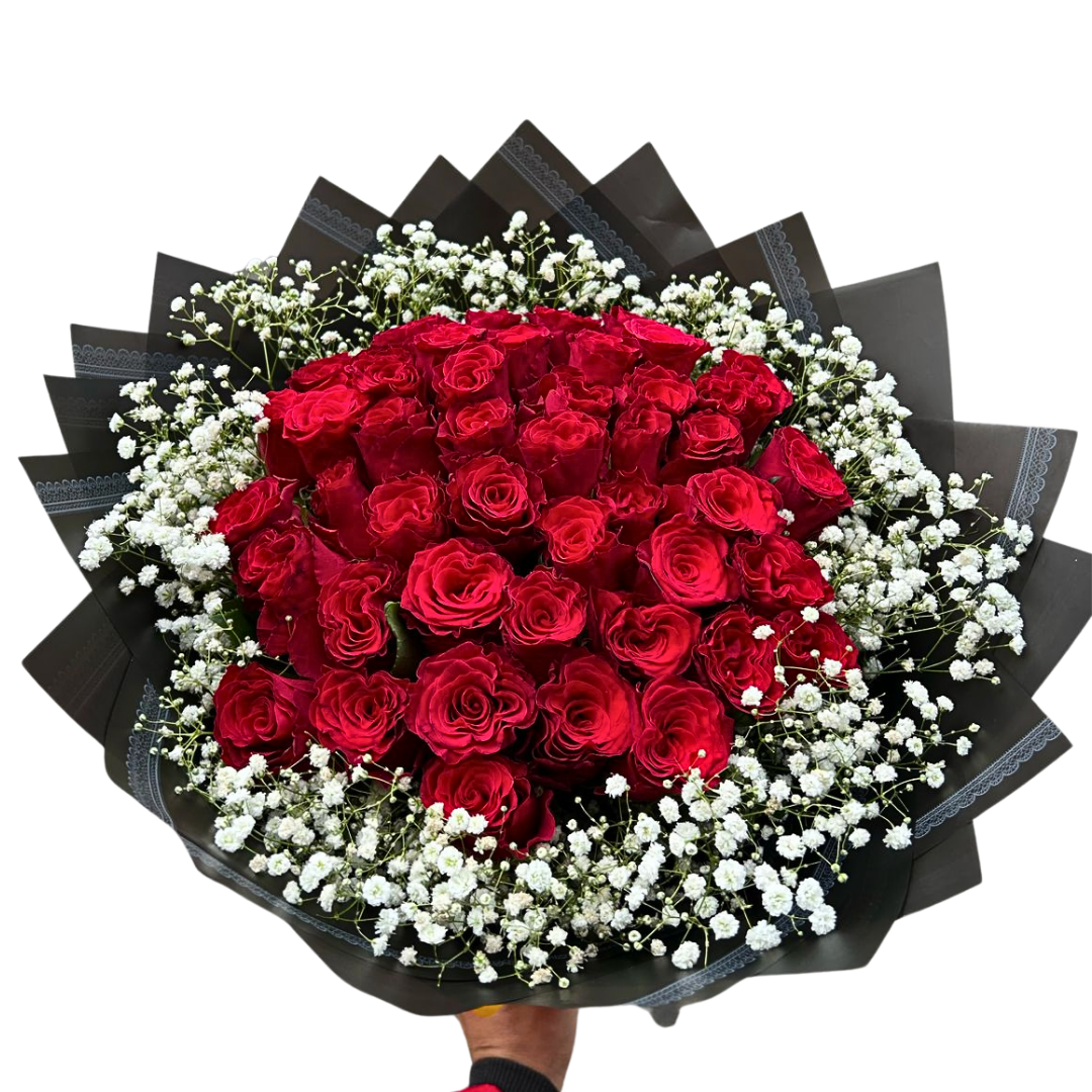 Rose Bouquets with Babies breath(assorted sizes) - Jihaans Flower Emporium