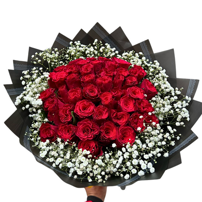 Rose Bouquets with Babies breath(assorted sizes) - Jihaans Flower Emporium