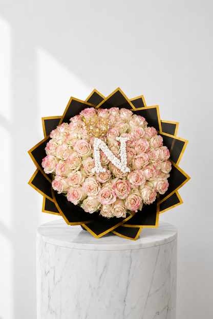 60 Stem Roses (with one Letter)  - Choose your own Colour