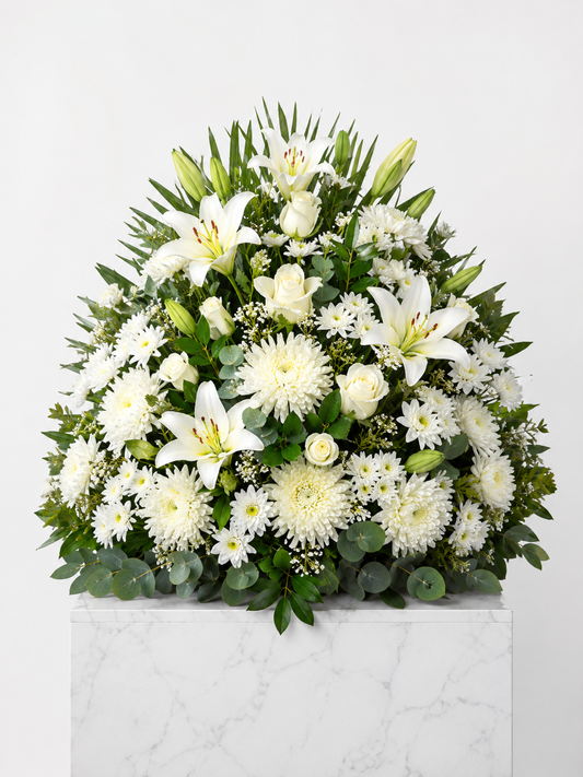 White Upright Funeral Arrangement