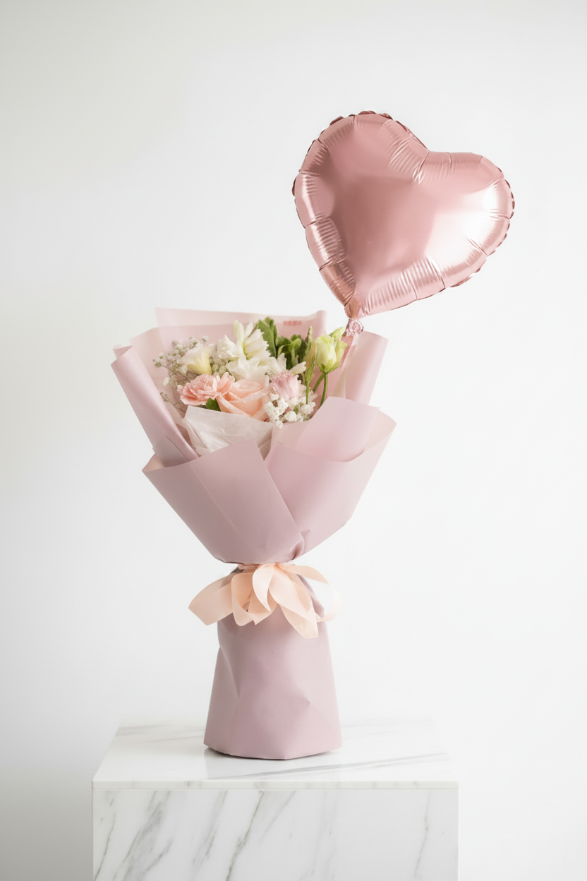 Beautiful Rose Whispers bouquet by Jihaans Flower Emporium featuring delicate pink roses and lush greenery.