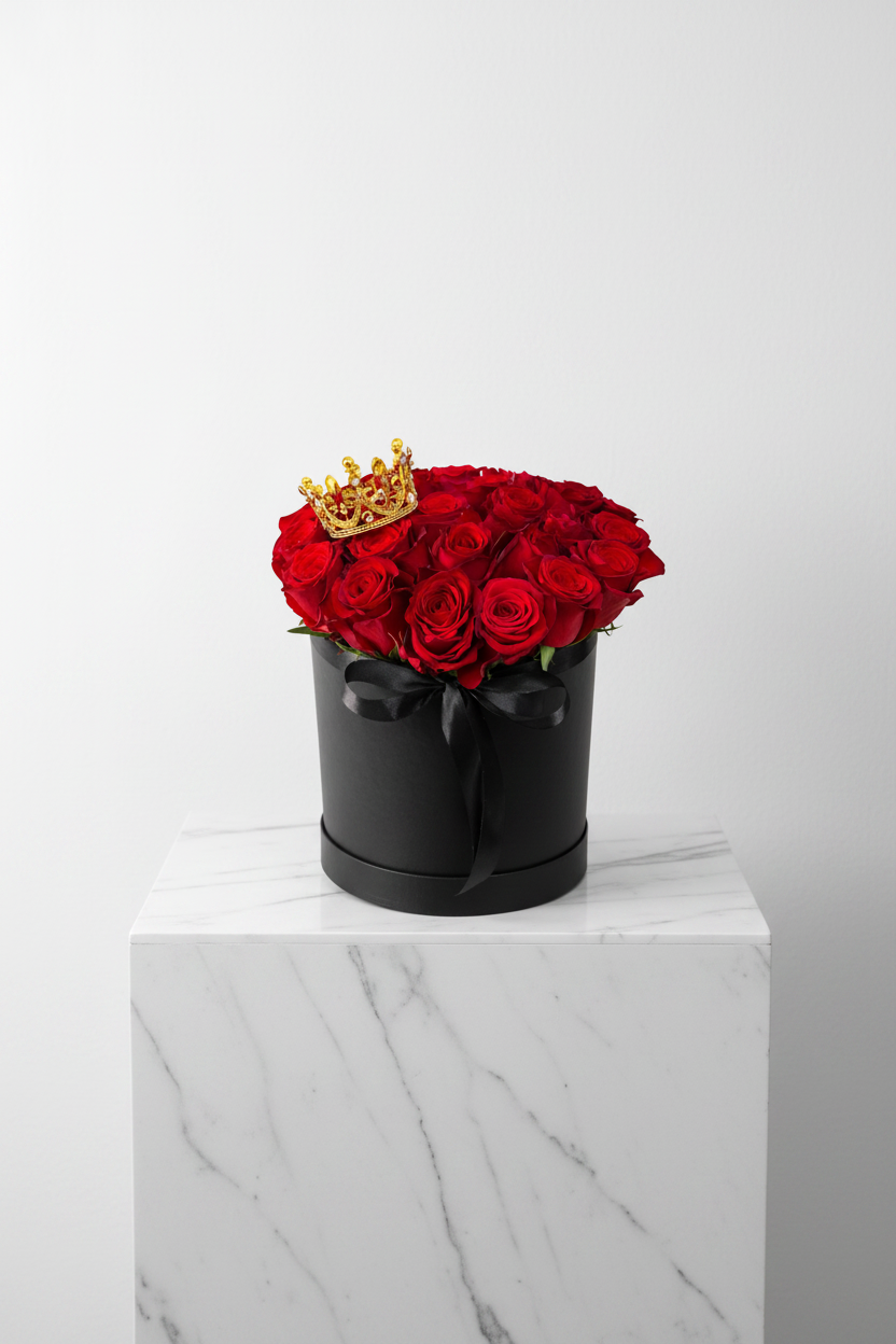 Black and red roses in a bucket, fresh floral arrangement, perfect for gift or decoration, by My Store.