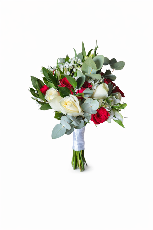 Red and white bridal Bouquet - Jihaans Flower Emporium