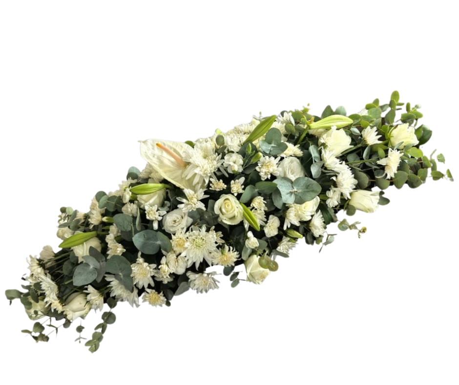 Funeral Coffin Spray - White - Jihaans Flower Emporium