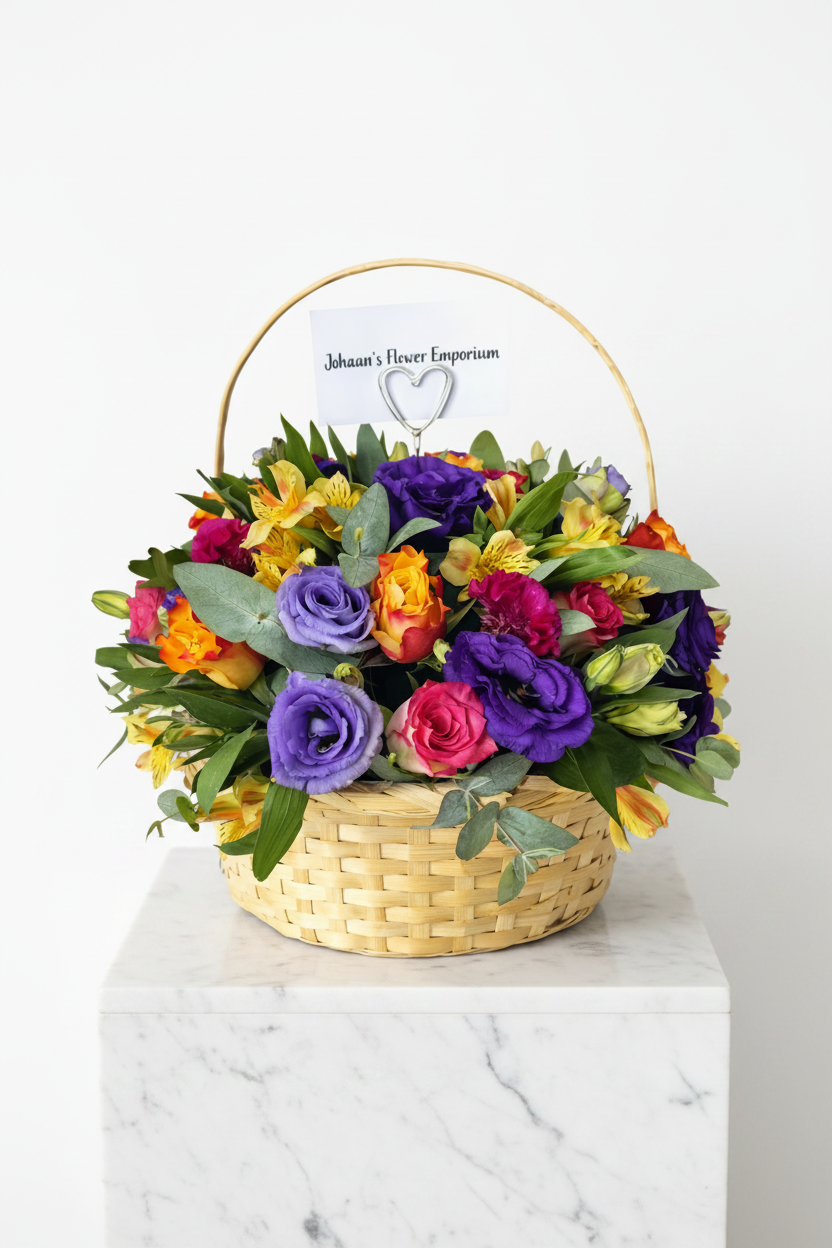 Basket of Bliss gift basket with assorted snacks, chocolates, and decorative elements, perfect for gifting from My Store.