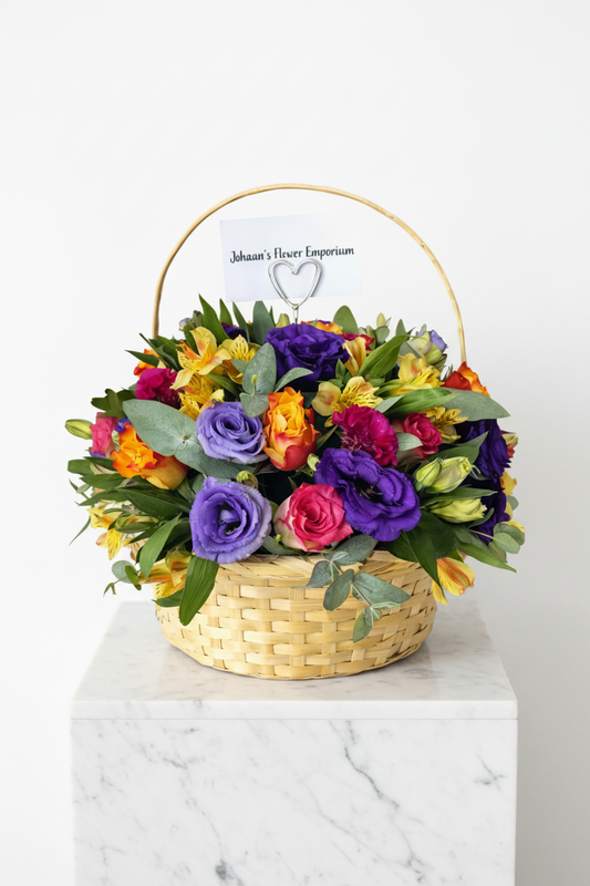 Basket of Bliss gift basket with assorted snacks, chocolates, and decorative elements, perfect for gifting from My Store.