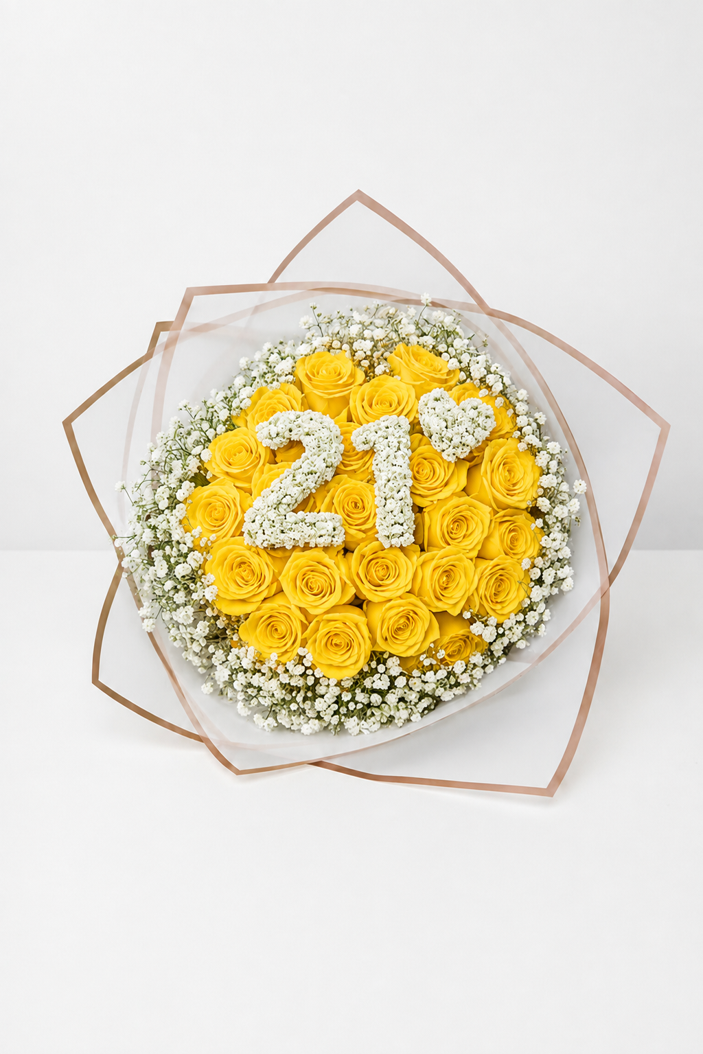 20-Stem Roses with Baby's Breath, Colour of Your Choice & Two Digits
