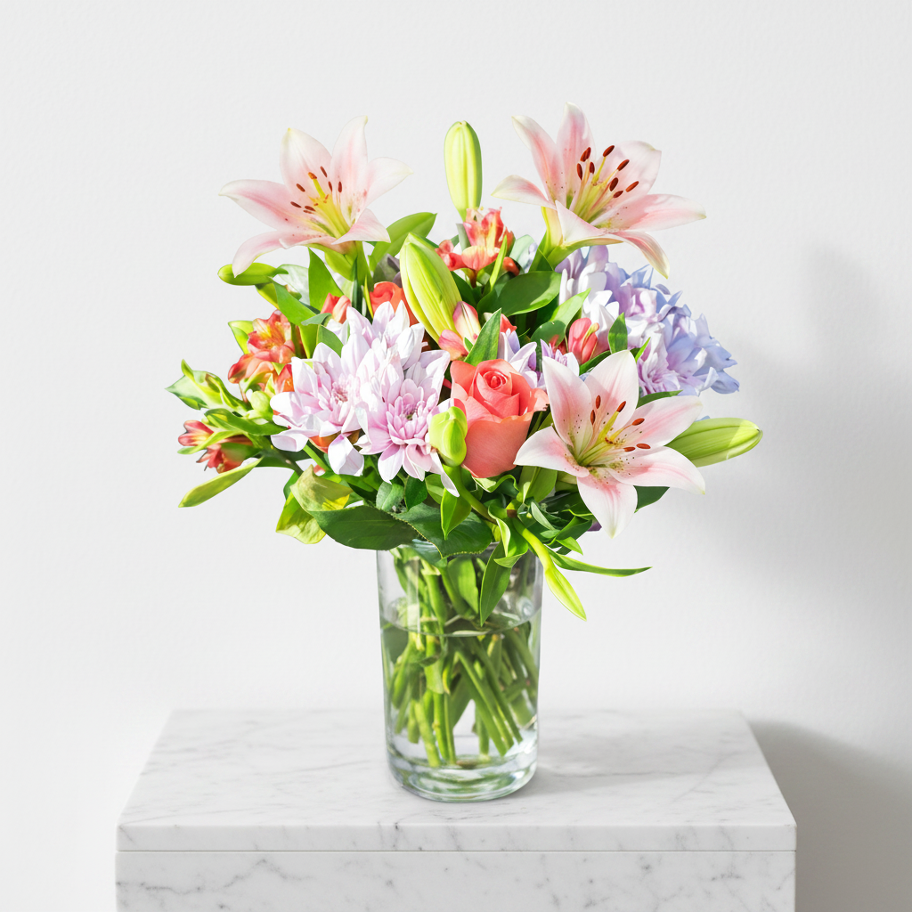 Fresh Blush Vase by My Store, elegant ceramic vase with a soft pink finish, ideal for floral arrangements and home decor.
